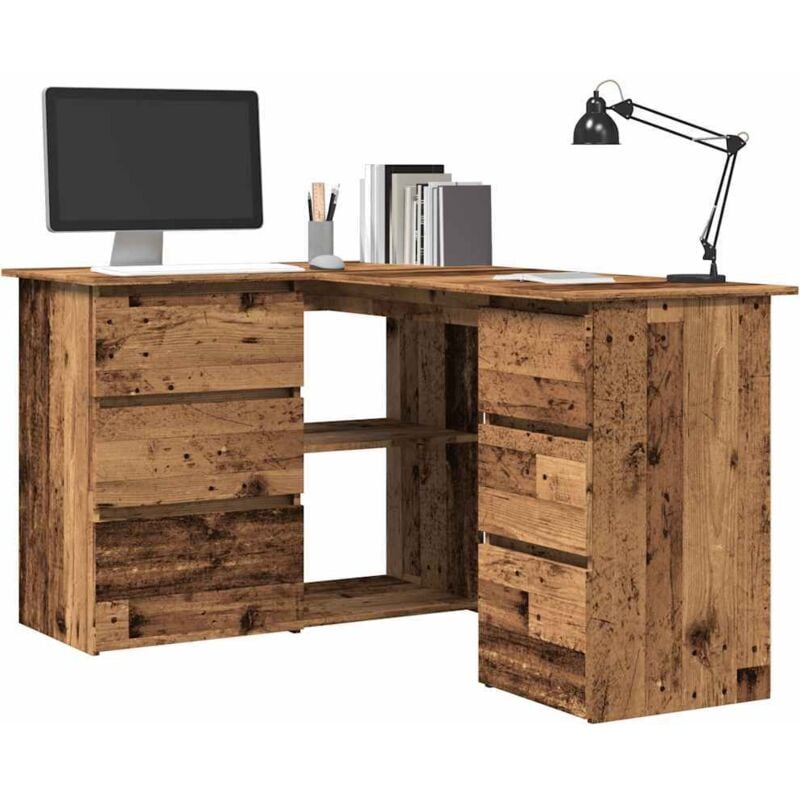 Vidaxl - Bureau d'angle vieux bois 145x100x76 cm bois d'ingénierie