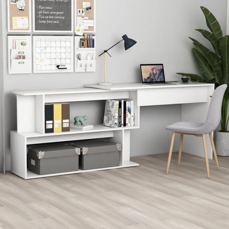 Decdeal - fimei Bureau d'angle Blanc 200x50x76 cm Aggloméré