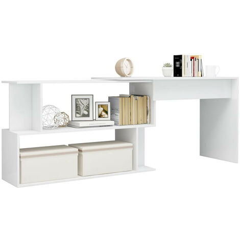 Bureau d'angle Blanc brillant 200x50x76