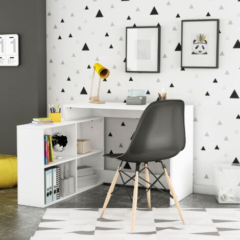 Bureau d'angle blanc perle - BU173