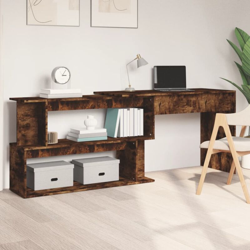 Maison Chic - Bureau d'angle Bureau d'ordinateur Bureau informatique Chêne fumé 200x50x76 cm Bois d'ingénierie 18164