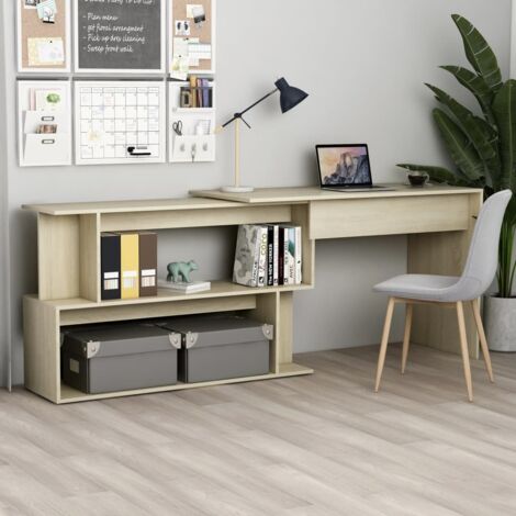 Bureau d'angle Bureau informatique - Table d'ordinateur Chêne sonoma 200x50x76 cm Aggloméré BV268326 - BonneVie