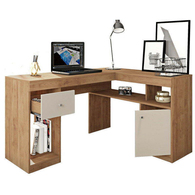 Bureau d'Angle Chêne Caisson et Rangements