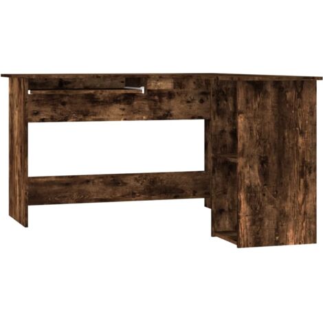 Bureau d'angle chêne fumé 120x140x75 bois d'ingénierie