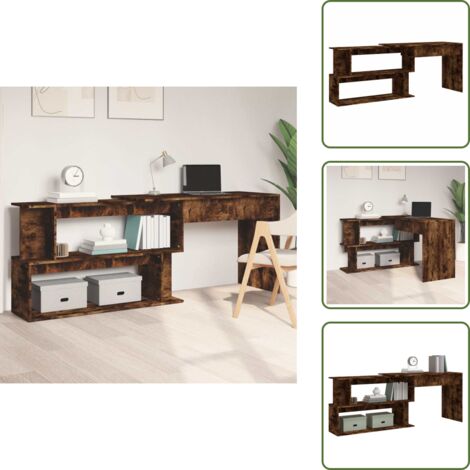 Bureau d'angle Chêne fumé 200x50x76 cm Bois d'ingénierie - Bureau D'angle - Bureau Moderne - Bureau Chêne Fumé - Meuble De Bureau - Bureau Informatique