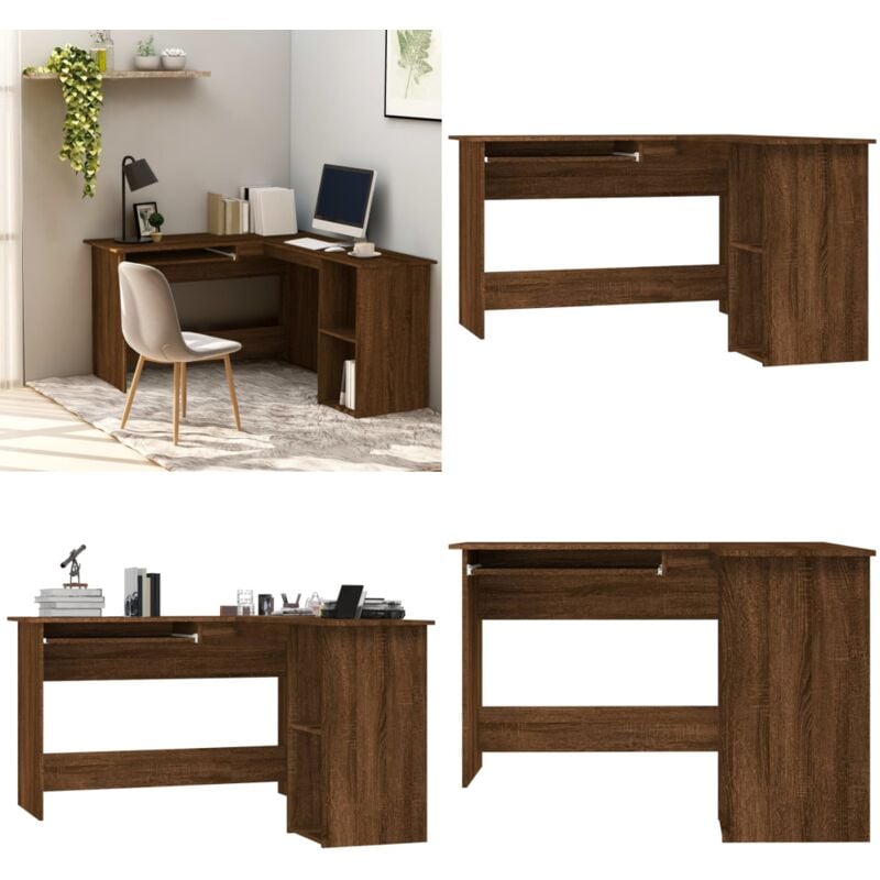 Vidaxl - Bureau d'angle chêne marron 120x140x75 cm bois d'ingénierie - Bureau D'angle - Bureau Moderen - Bureau Informatique - Meuble De Bureau