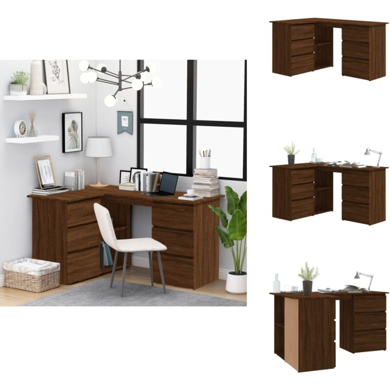 Vidaxl - Bureau d'angle Chêne marron 145x100x76 cm Bois d'ingénierie - Bureau D'angle - Bureau En Bois - Meuble De Bureau - Bureau Design - Bureau