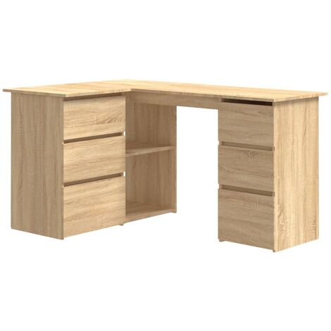 vidaXL Bureau d'Angle Aggloméré Table d'Ordinateur Informatique Multicolore