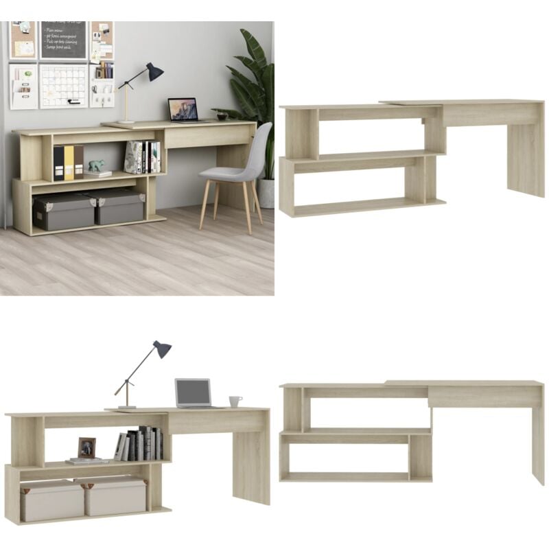 Vidaxl - Bureau d'angle Chêne sonoma 200x50x76 cm Bois d'ingénierie - Bureau D'angle - Bureau Modulaire - Bureau Chêne Sonoma - Meuble De Bureau