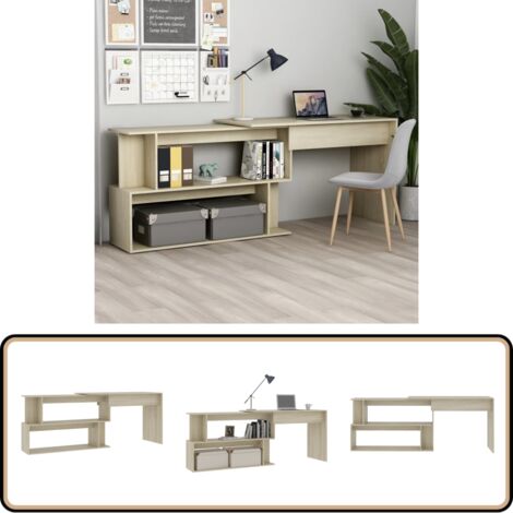 Bureau d'angle Chêne sonoma 200x50x76 cm Bois d’ingénierie - Bureau D'angle - Bureau Modulaire - Bureau Chêne Sonoma - Meuble De Bureau - Bureau Compact