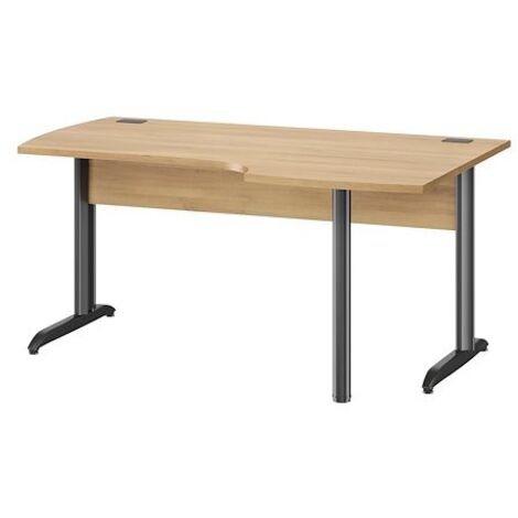 Bureau d'angle compact Jazz L 160 cm retour à droite piètement métal - Plateau chêne