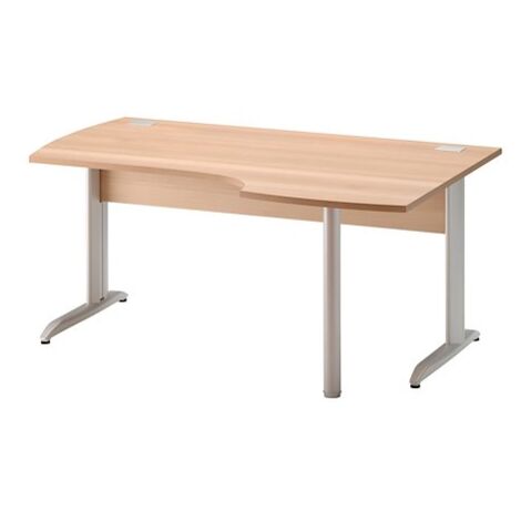 Bureau d'angle compact Jazz L 160 cm retour à droite piètement métal - Plateau hêtre ambré