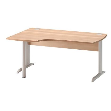 Bureau d'angle compact Jazz L 160 cm retour à gauche piètement métal - Plateau hêtre ambré