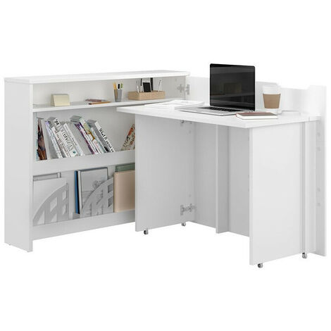 Bureau d'angle Concept Pro Lenart Levfere 158, Blanc, Angulaire, Le nombre de portes: 0, Nombre de tiroirs: 0, 93x136x115cm