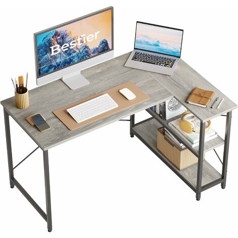 Petit bureau d'angle réversible en forme de L avec étagères - 120 cm -  Table d'écriture avec étagère - Pour bureau à domicile,[48] - Cdiscount  Maison