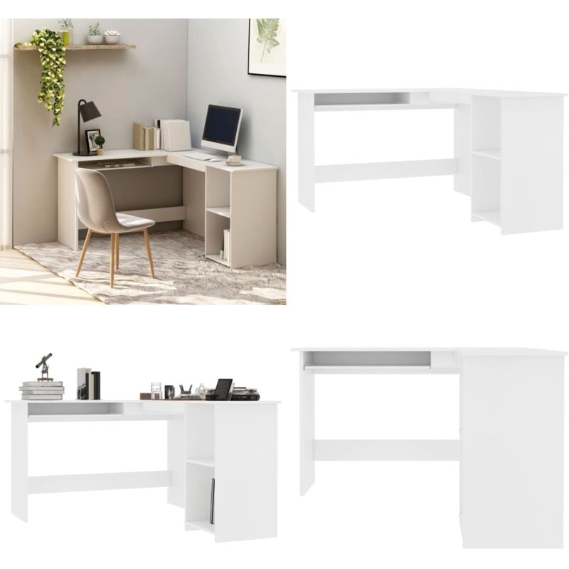 Vidaxl - Bureau d'angle en forme de l Blanc 120x140x75 cm - Bureau D'angle - Bureau Blanc - Bureau Design - Meuble De Bureau - Bureau Informatique