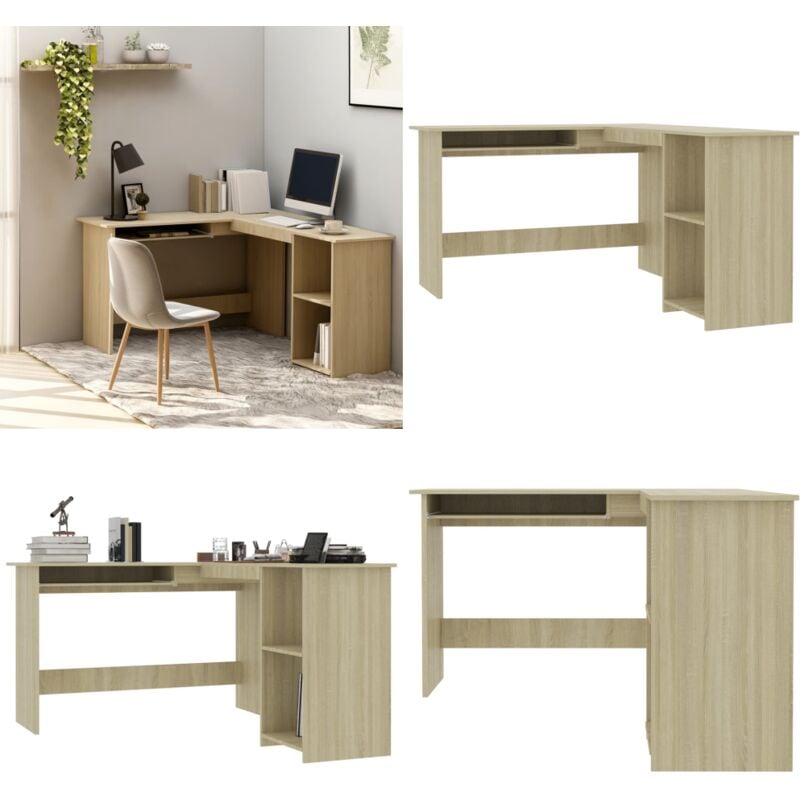 Vidaxl - Bureau d'angle en forme de l Chêne sonoma Bois d'ingénierie - Bureau D'angle - Bureau Design - Bureau Moderne - Bureau Chêne Sonoma - Meuble
