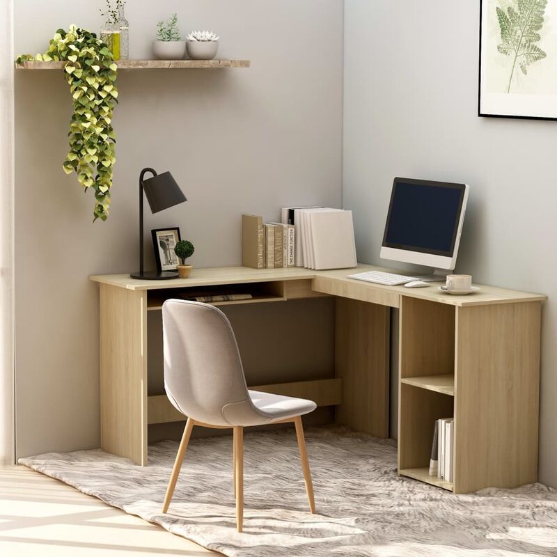 Nova - Bureau Angular avec une section coulissante pour le clavier en bois de haute qualité Couleur : Chêne sonoma