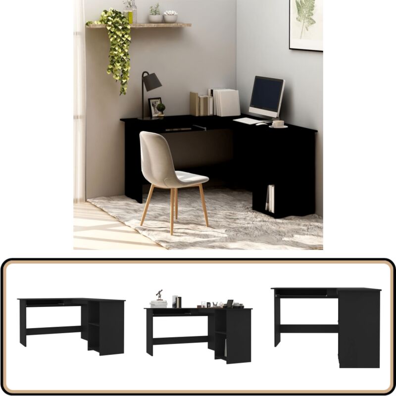 Vidaxl - Bureau d'angle en forme de l Noir 120x140x75cm bois ingénierie - Bureau D'angle - Bureau Moderne - Bureau Design - Bureau Informatique