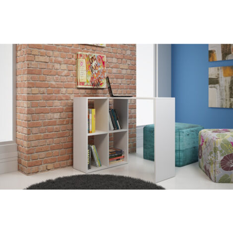 Bureau d'Angle et Rayonnage Blanc L 90 H 77 P 58.8 cm