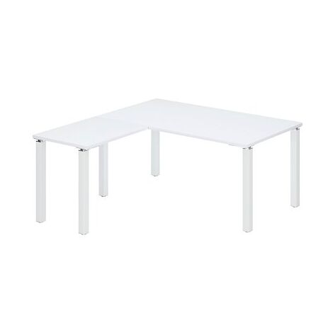 Bureau d'angle EXPRIM plateau blanc L 160 cm avec retour suspendu piètement métal - blanc - Maxiburo