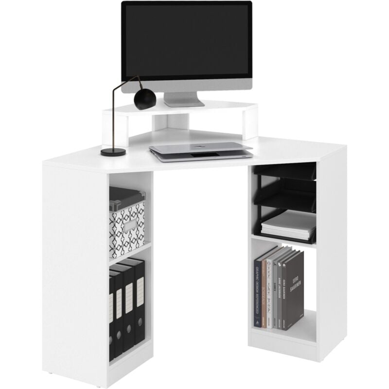 Idmarket - Bureau d'angle harry blanc gain de place bureau informatique avec rangements