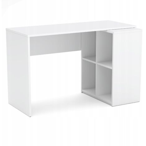 Bureau d'angle "Hit" - Blanc mat - Espace de travail élégant - Rangement optimisé