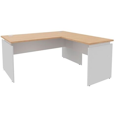 Bureau d'angle Ineo avec retour simple positionnable droite/gauche L160 x P160 cm chêne piètement blanc - Maxiburo