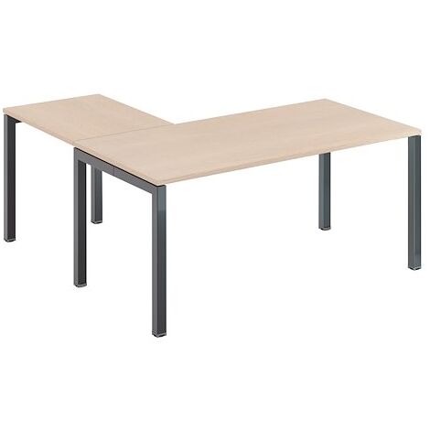 Bureau d'angle L 160 x P 160 cm chêne clair piètement métal anthracite - Team line - Maxiburo