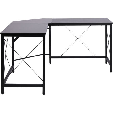Bureau d'angle L HOMCOM noir MDF 150 x 150 cm pour espace optimisé