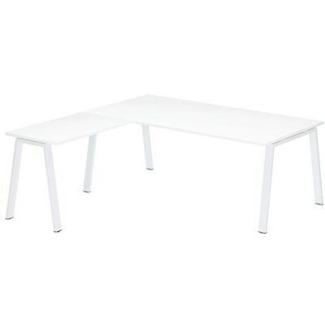 Bureau d'angle manager blanc L 200 x P 200 piètement métal blanc - Arch - Maxiburo