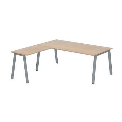 Bureau d'angle manager chêne clair L 200 x P 200 piètement métal aluminium - Arch - Maxiburo