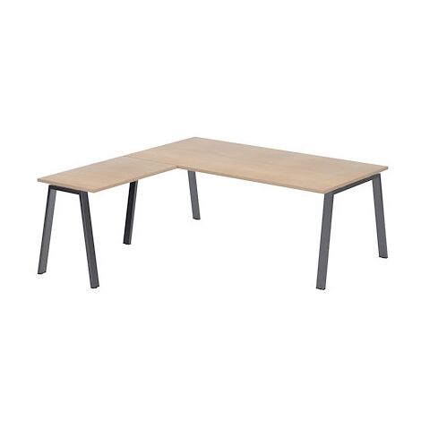 Bureau d'angle manager chêne clair L 200 x P 200 piètement métal anthracite - Arch - Maxiburo