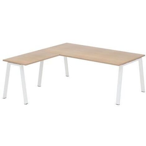Bureau d'angle manager chêne clair L 200 x P 200 piètement métal blanc - Arch - Maxiburo