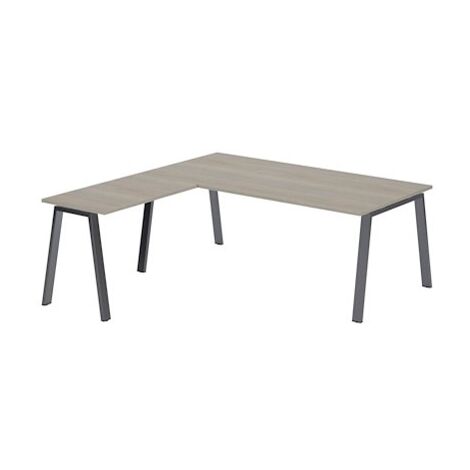 Bureau d'angle manager chêne gris L 200 x P 200 piètement métal anthracite - Arch - Maxiburo