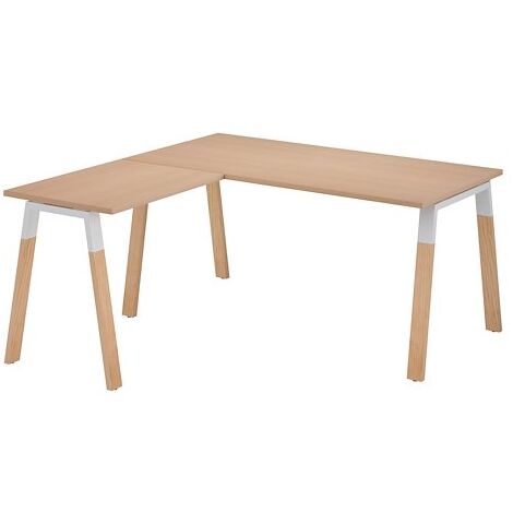 Bureau d'angle manager L 200 x P 200 piètement bois/métal, plateau chêne clair - Arch - Maxiburo