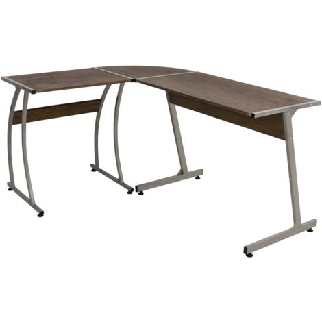 Bureau d'angle marron bois d'ingénierie