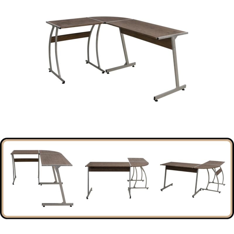 Vidaxl - Bureau d'angle marron bois d'ingénierie - Bureau D'angle - Bureau Design - Bureau Compact - Bureau Étudiant - Meuble De Bureau