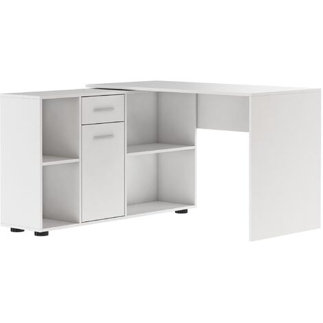 Bureau d'angle modulable blanc avec rangement Kalilo 120cm