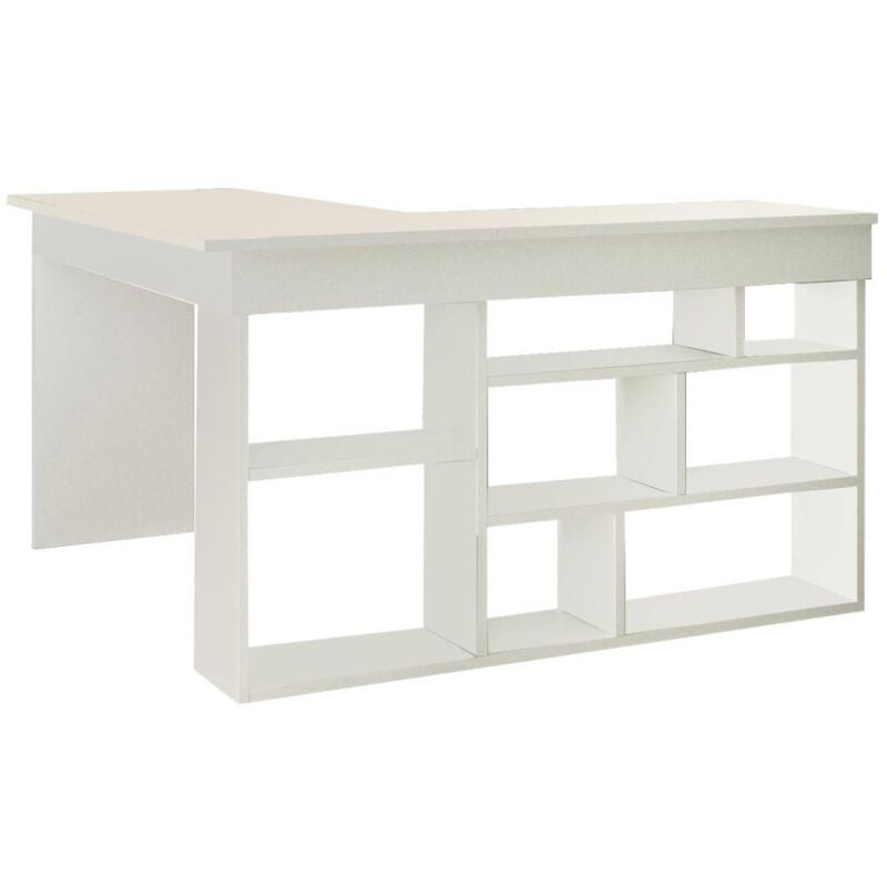 Cotecosy - Bureau d'angle avec rangements - Coloris : Blanc - lileul