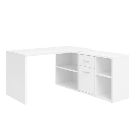 Bureau d'angle réversible 135,7x135,7x74,2 cm blanc