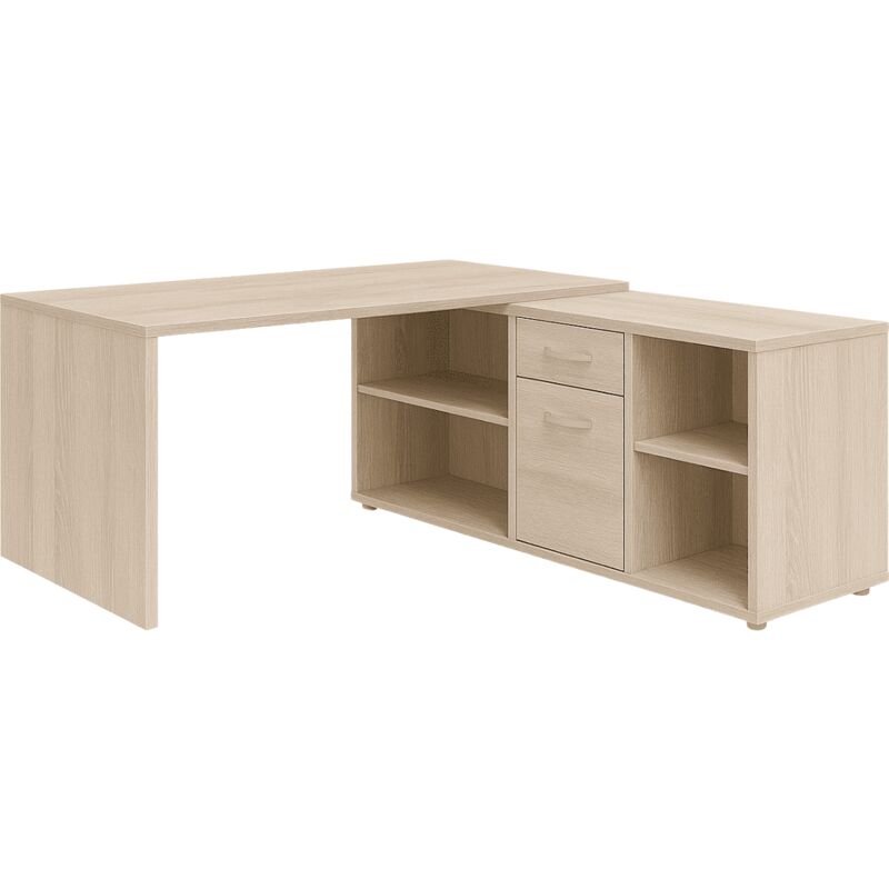 M&s - calicosy - Bureau d'Angle Modulable avec Caisson, Tiroir et Étagères de Rangements - Lex