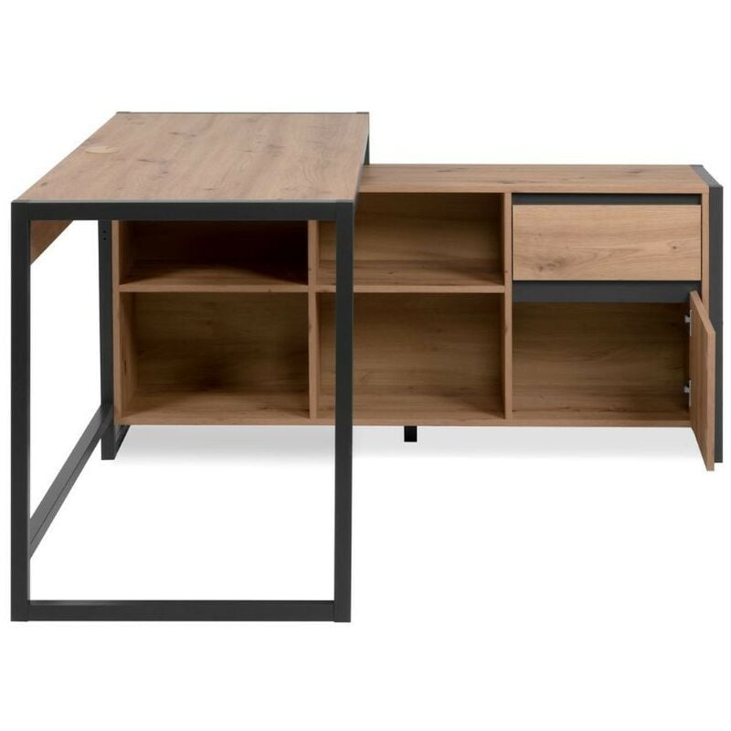 Toscohome - Bureau d'angle réversible 142x139 cm en chêne et anthracite - Denver