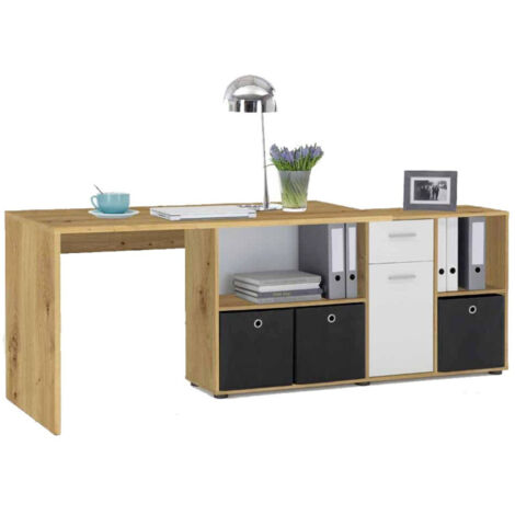 Bureau d'Angle Réversible "Oxela" 135cm Chêne