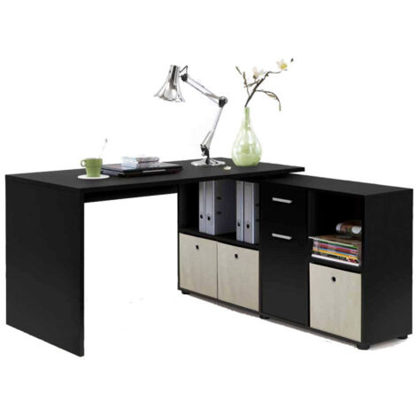 Bureau d'Angle Réversible "Oxela" 135cm Noir