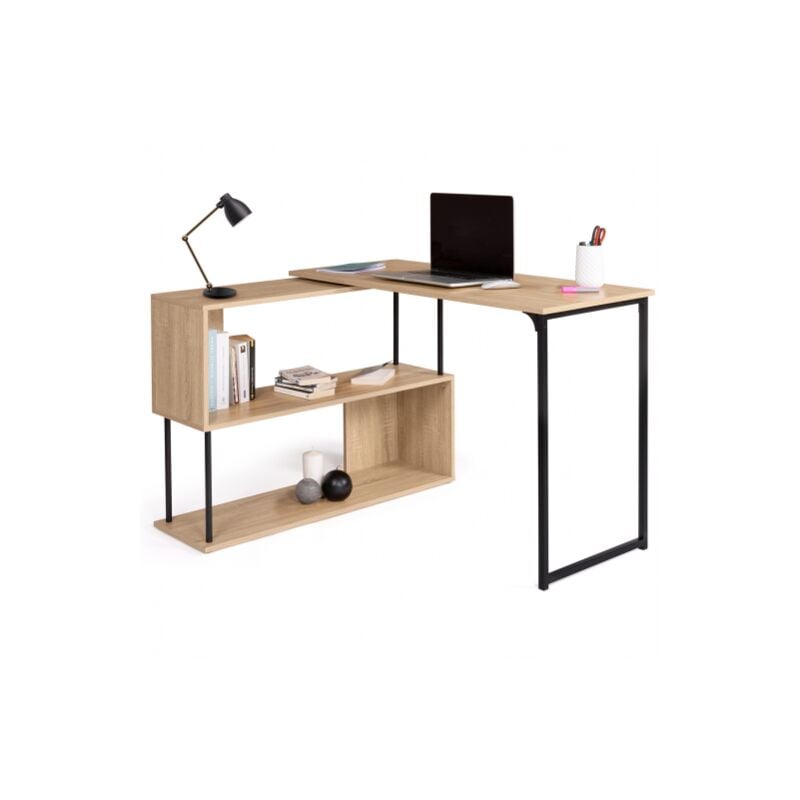Idmarket - Bureau d'angle rotatif 180° DETROIT étagère forme S design industriel
