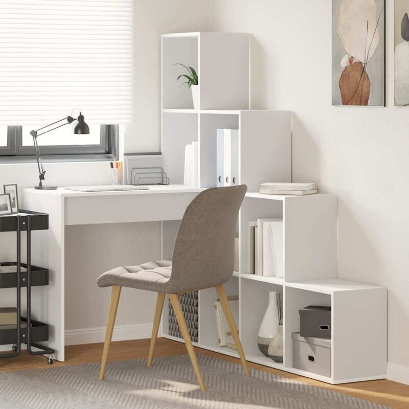 vidaXL Bureau d'angle Blanc 101,5 x 149,5 x 149,5 cm Bois d'ingénierie