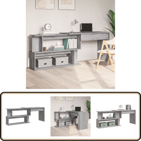 Bureau d'angle Sonoma gris 200x50x76 cm Bois d'ingénierie - Bureau D'angle - Bureau Moderne - Bureau Ergonomique - Meuble De Bureau - Meubles De Bureau