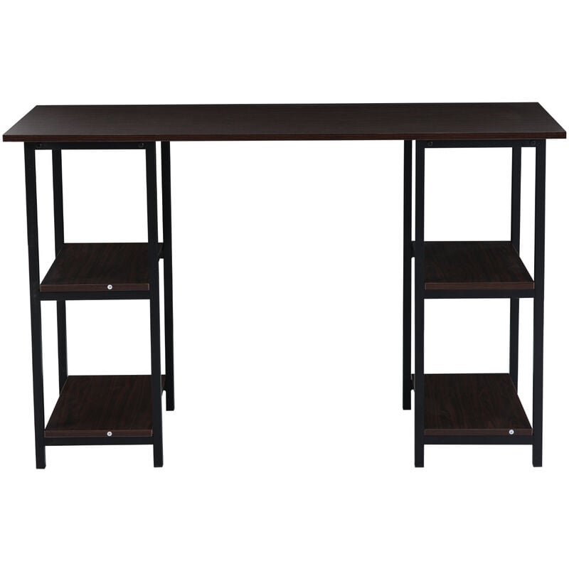 Svita - studio Bureau Étagère aspect noyer pieds métalliques noirs