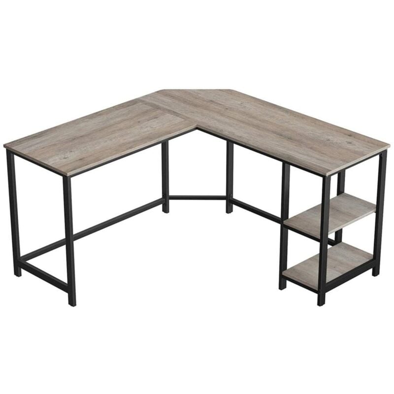 Helloshop26 - Bureau d'angle table informatique en forme de l table d'étude avec étagère de rangement pour bureau à domicile gain de place montage